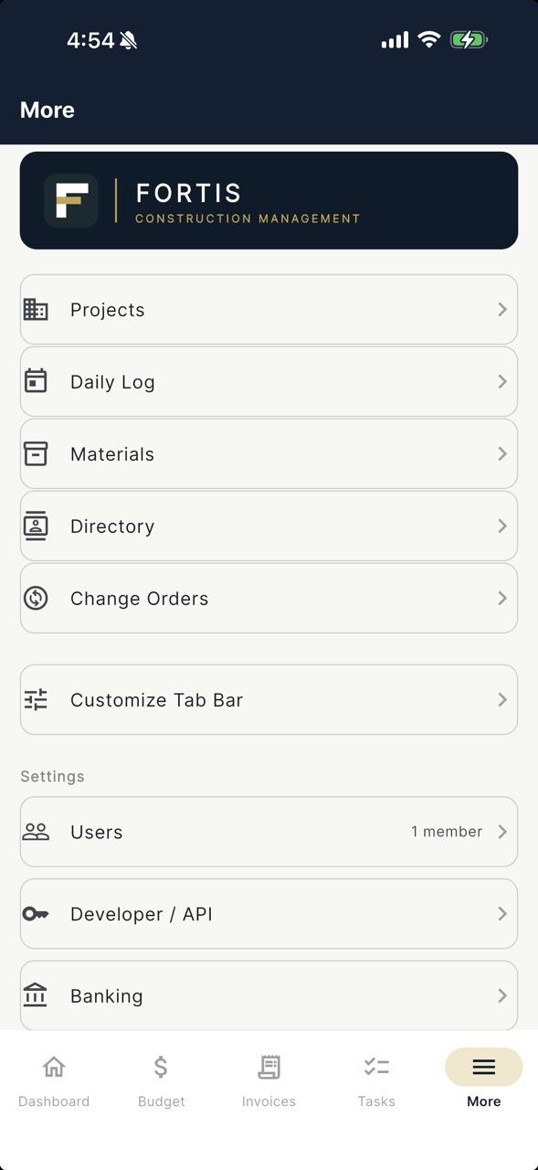 FORTIS full feature menu