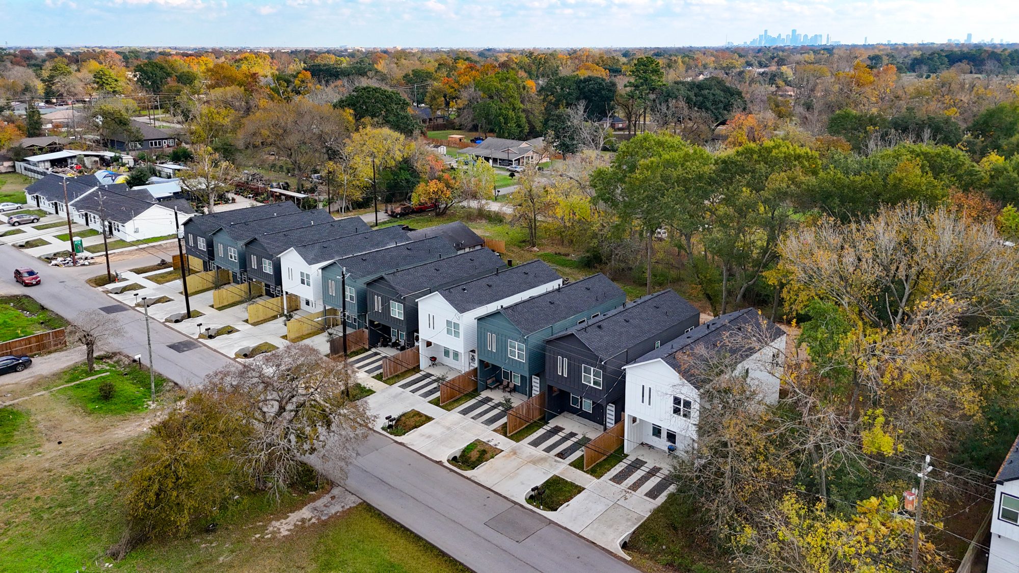 Drone aerial of a completed residential development